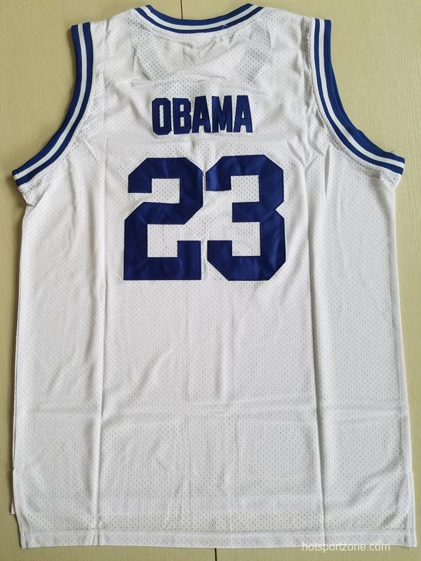 EJ Barack Obama 23 Punahou High White Basketbal Jersey