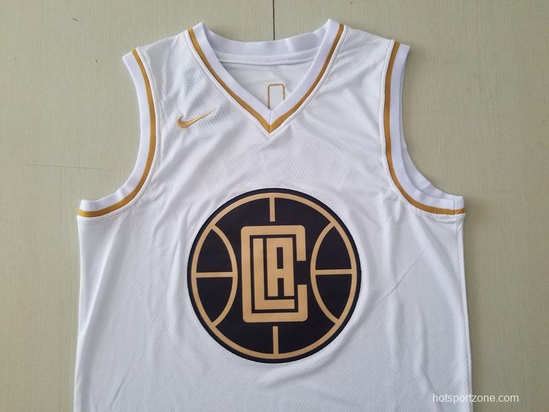 Paul George 13 White Golden Edition Jersey
