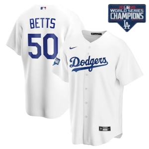 Men's Mookie Betts White 2020 World Series Champions Home Patch Player Team Jersey