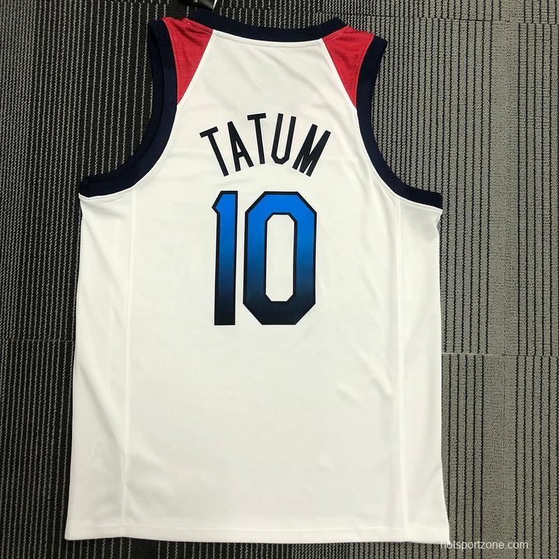 Thai Version Men's Jayson Tatum White USA Basketball Player Jersey