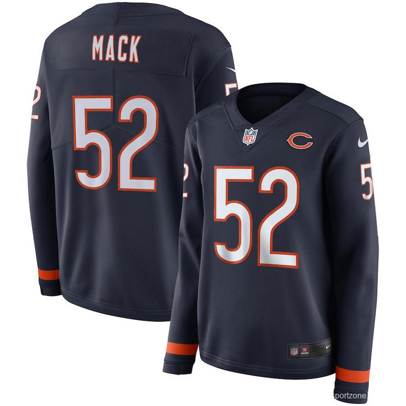 Women's Khalil Mack Black Therma Long Sleeve Player Limited Team Jersey