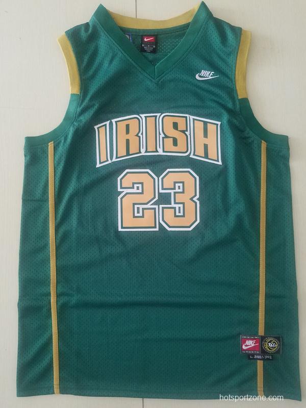 LeBron James 23 Irish High School Green Basketball Jersey