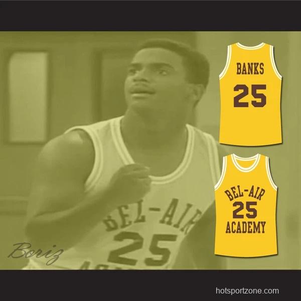 The Fresh Prince of Bel-Air Alfonso Ribeiro Carlton Banks Bel-Air Academy Yellow Basketball Jersey