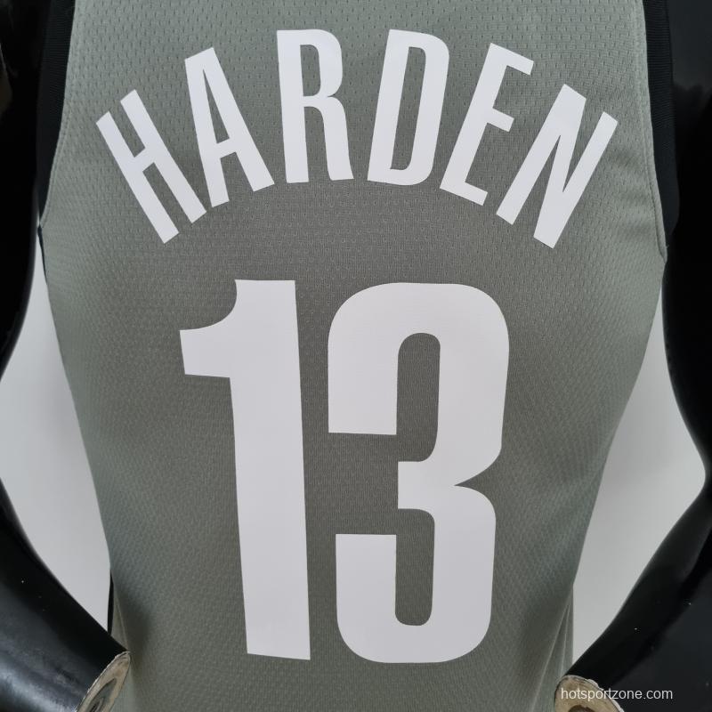 75th Anniversary Harden #13 Brooklyn Nets City Edition Gray NBA Jersey