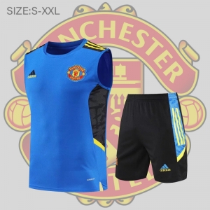 22/23 Manchester United Vest Training Kit Blue
