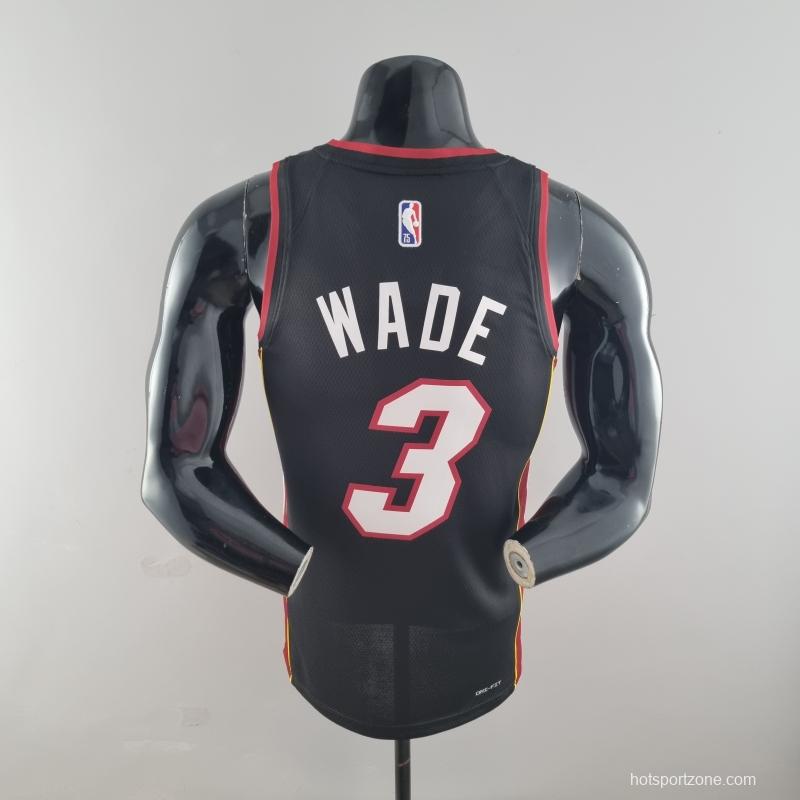 75th Anniversary Miami Heat WADE #3 Black NBA Jersey