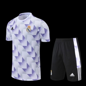 22/23 Real Madrid Purple And White Short-sleeved Training Jersey: