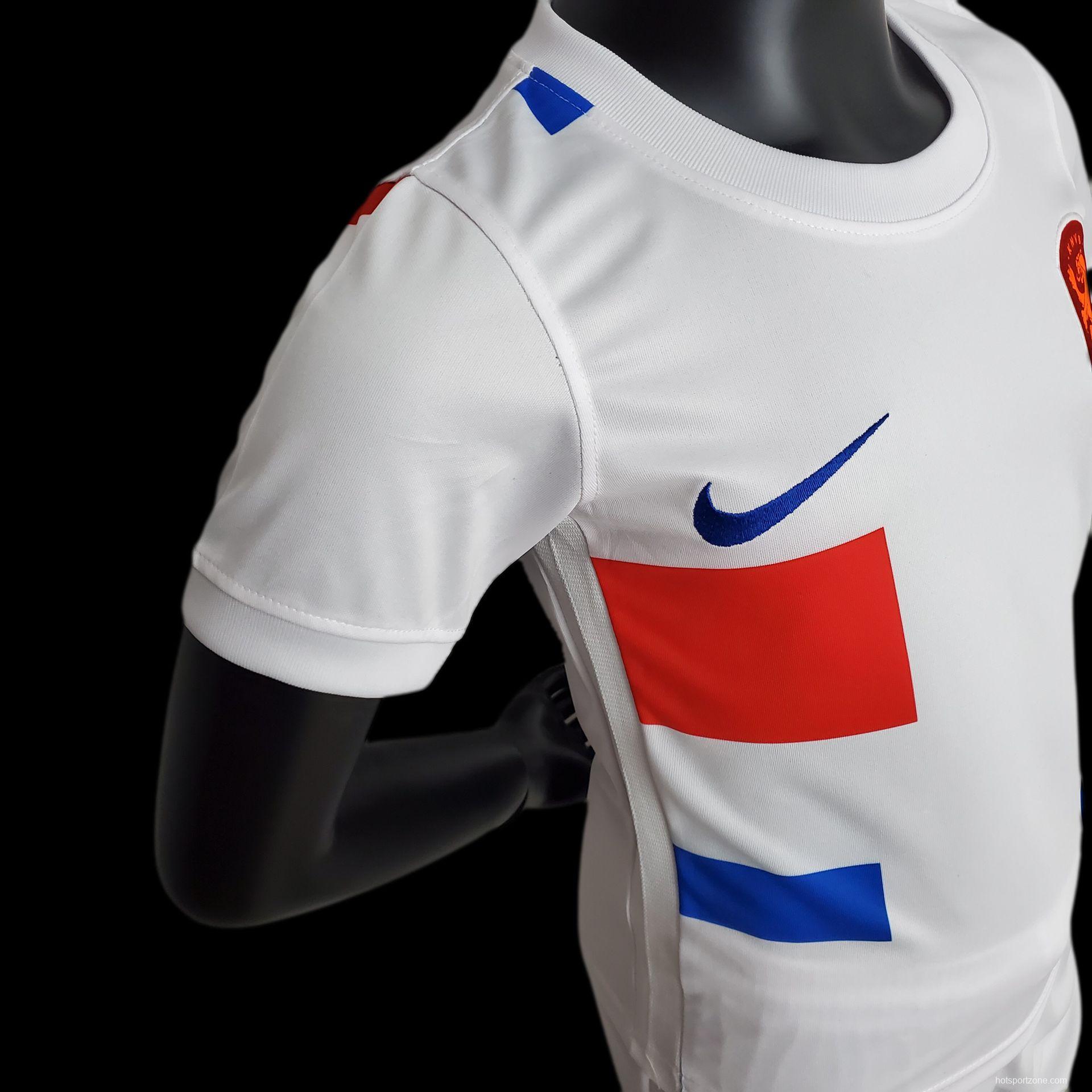 2022 Kids Netherlands Away Size 16-28 Soccer Jersey