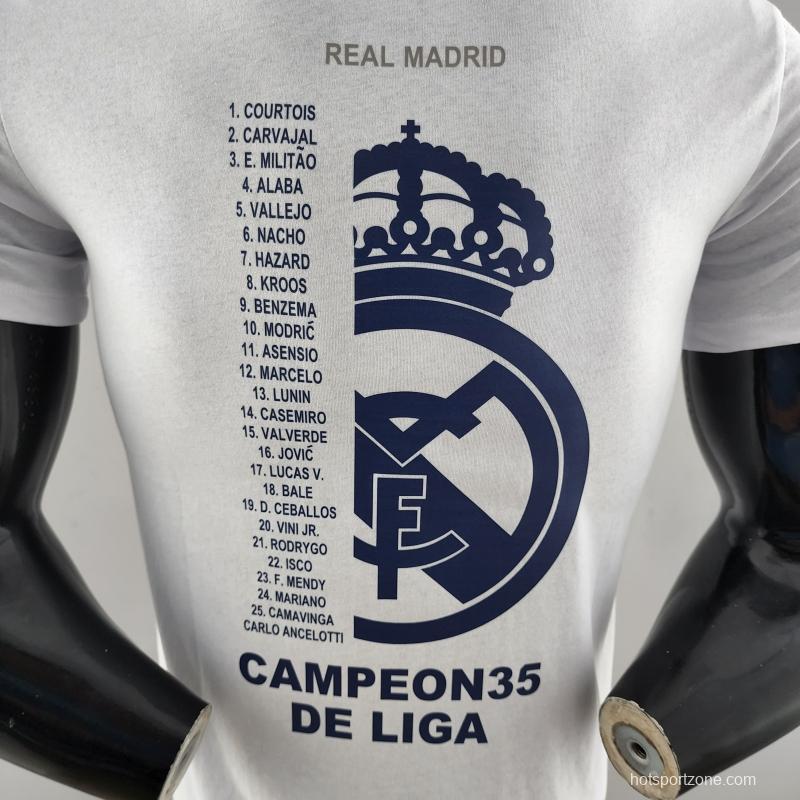 22 23 Real Madrid Mens Campeón 35 T-Shirt Grey  #K000173
