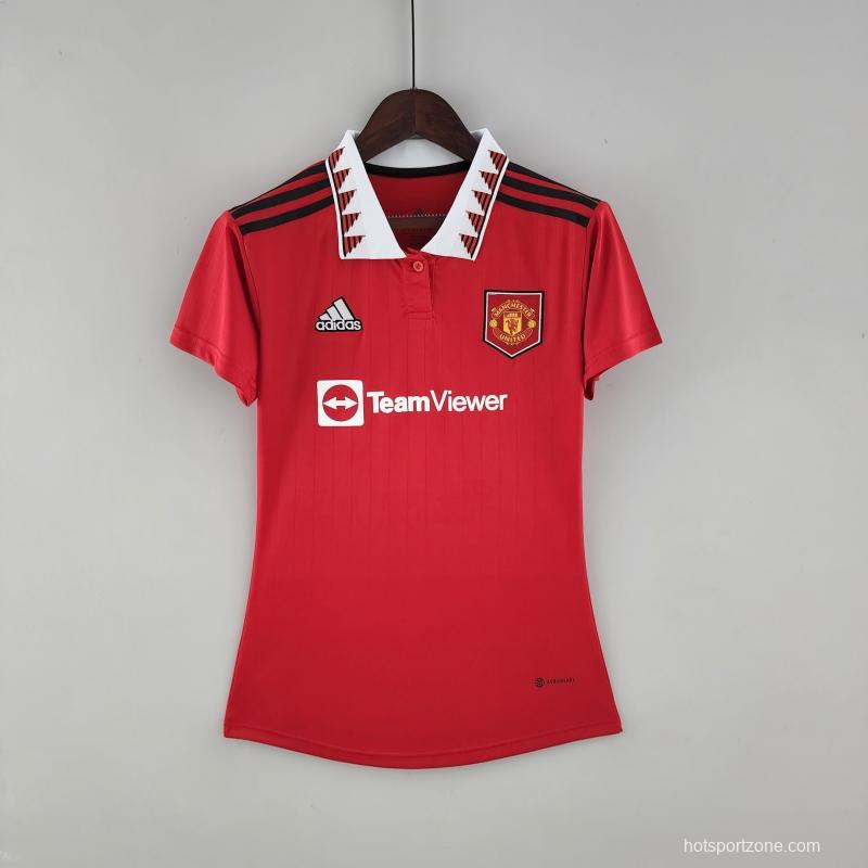22/23 Women Manchester United Home  Soccer Jersey