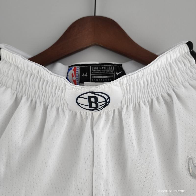 75th Anniversary Brooklyn Nets White NBA Shorts