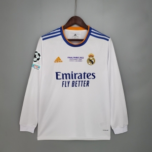 21/22 Real Madrid Final Version Long Sleeve Home Soccer Jersey