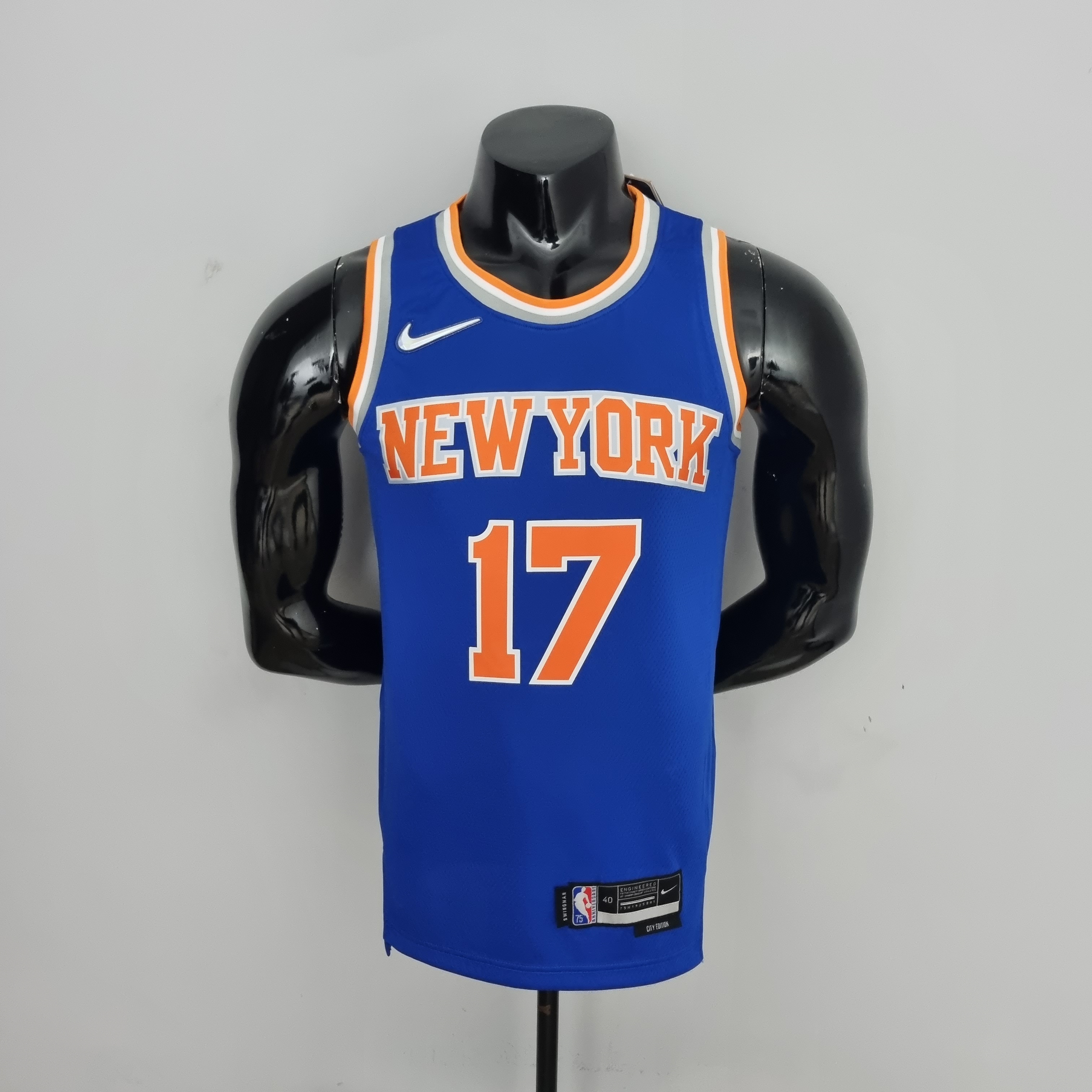 75th Anniversary Lin #17 New York Knicks Blue NBA Jersey