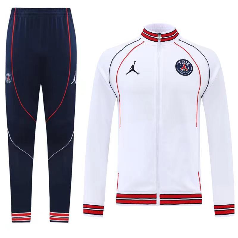 22/23 PSG White Full Zipper Jacket+Long Pants
