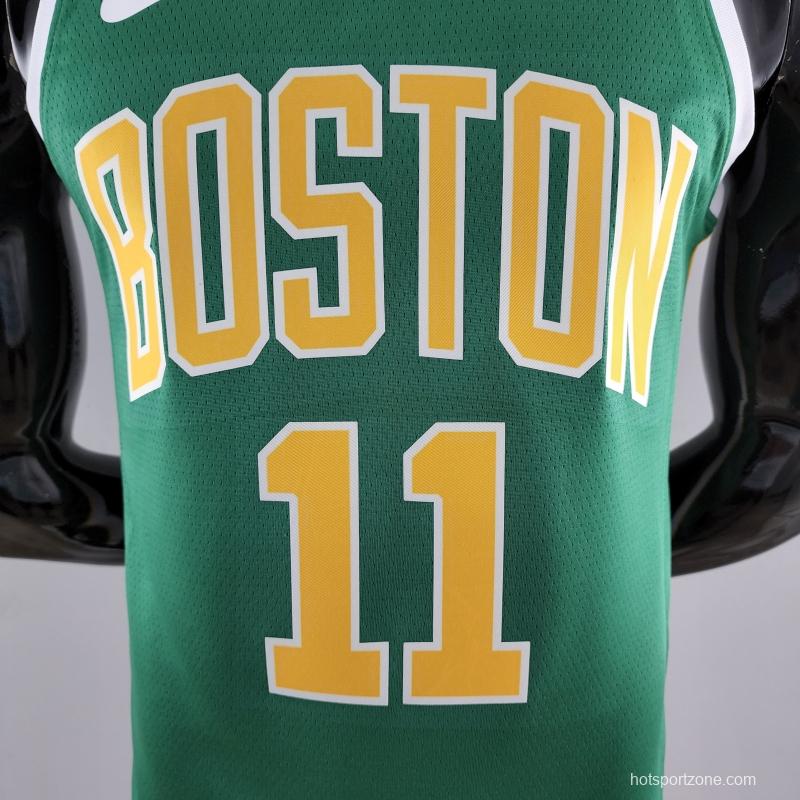 Boston Celtics IRVING#11 Green Gold NBA Jersey