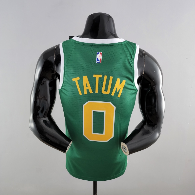 Boston Celtics Tatum #0 Green Gold NBA Jersey