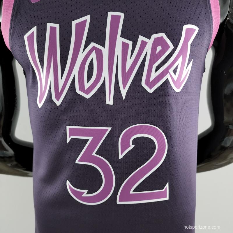 Minnesota Timberwolves TOWNS#32 Black And Purple NBA Jersey