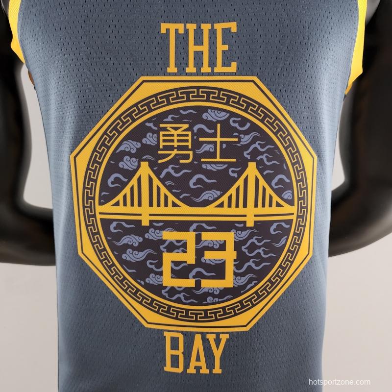 2018 GREEN #23 Golden State Warriors Grey NBA Jersey