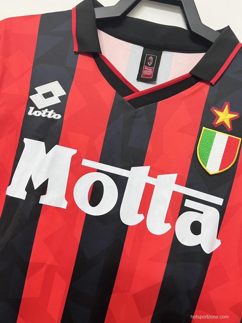 Retro 93/94 AC Milan Home Soccer Jersey
