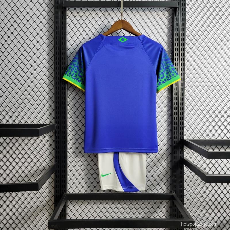 2022 Brazil Away Kids Size 16-28 Soccer Jersey