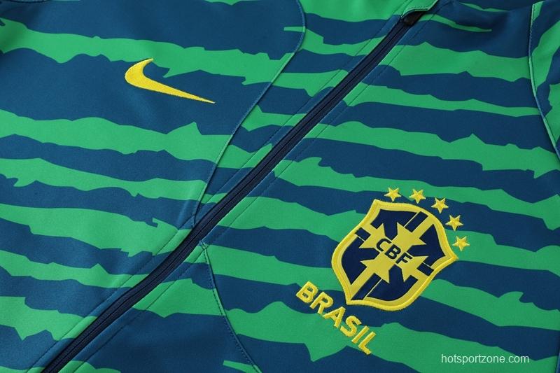 2022 Brazil Green Full Zipper Tracksuit