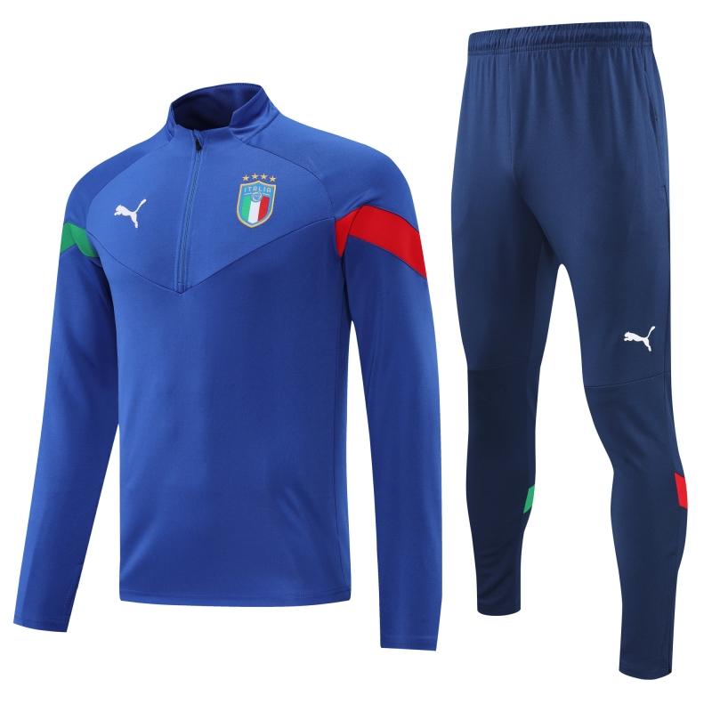 2022 Italy Blue Half Zipper Tracksuit