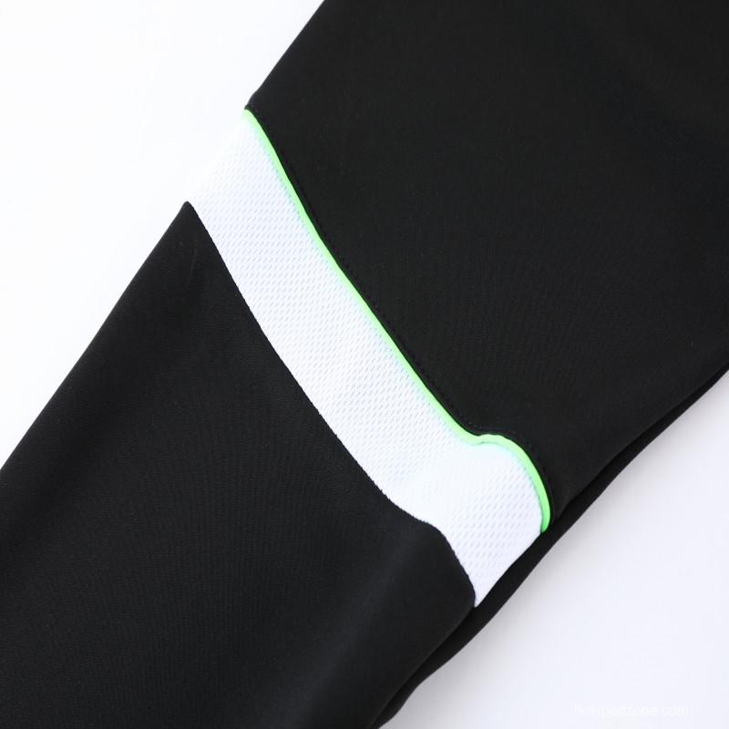 2023 NIKE Black Green Half Zipper Jacket +Pants