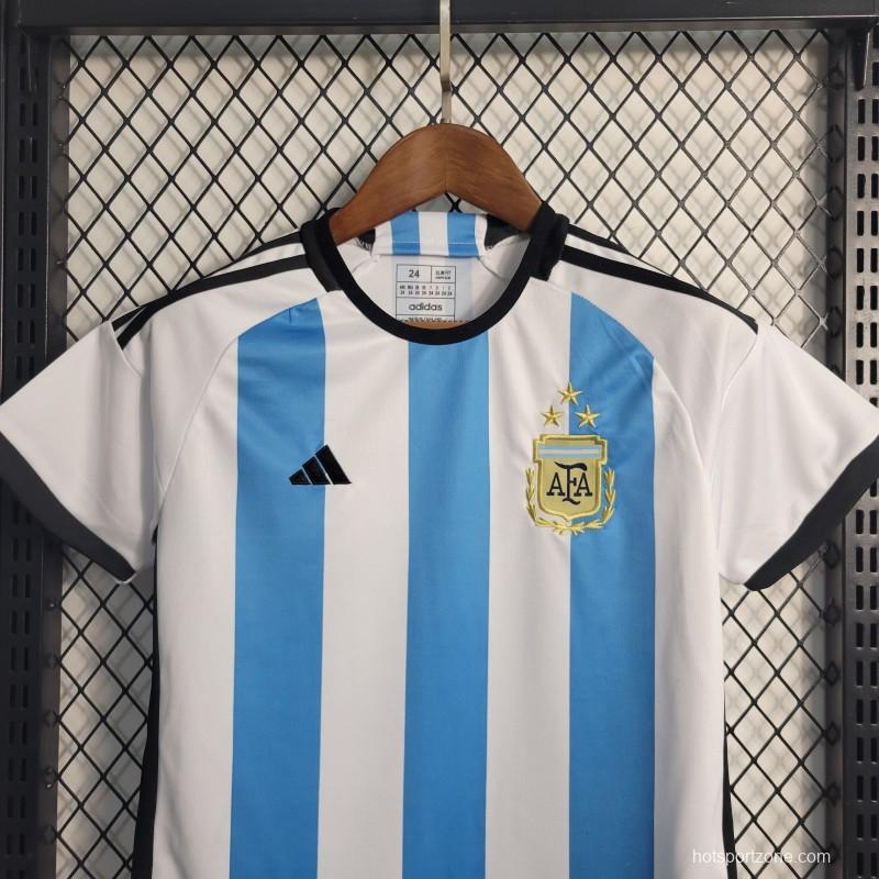 3-Stars 2023 Kids Argentina Home Jersey