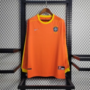 Retro Long Sleeve 1998 Brazil Goalkeeper Orange Jersey