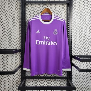 Retro Long Sleeve Real Madrid 17/18 Away Purple Jersey