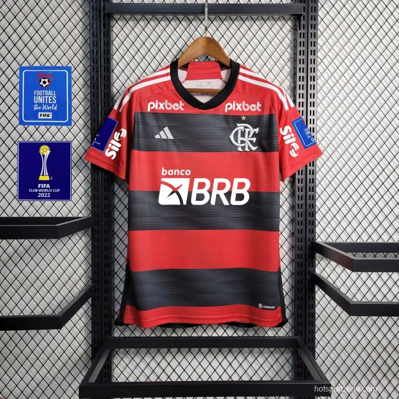 23/24 Flamengo Home Jersey With All Sponsors+Patches