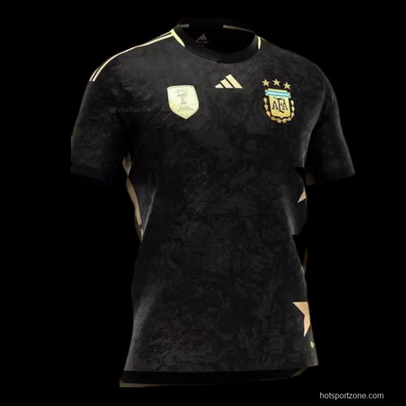 3 Stars 2023 Argentina Black Commemorative Jersey With World Cup Champion Patch