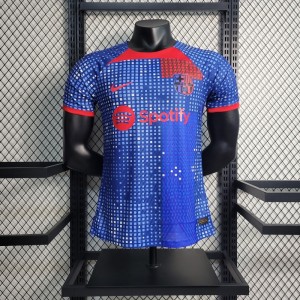 Player Version 23-24 Barcelona Blue Training Jersey Shirt