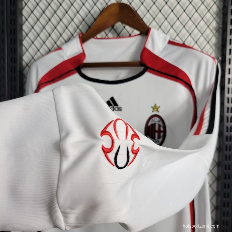 Retro Long Sleeve 2006-07 AC Milan Away White Jersey