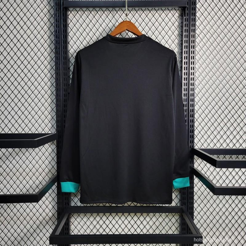 Retro Long Sleeve 17-18 Real Madrid Away Black Jersey