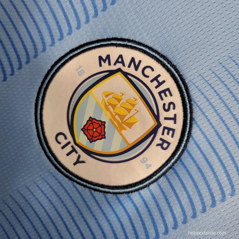 23-24 Manchester City Home Long Sleeve Jersey