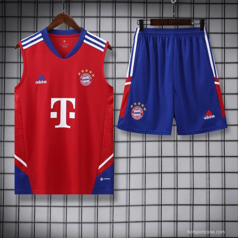 23-24 Bayern Munich Red/Blue Vest Jersey+Shorts