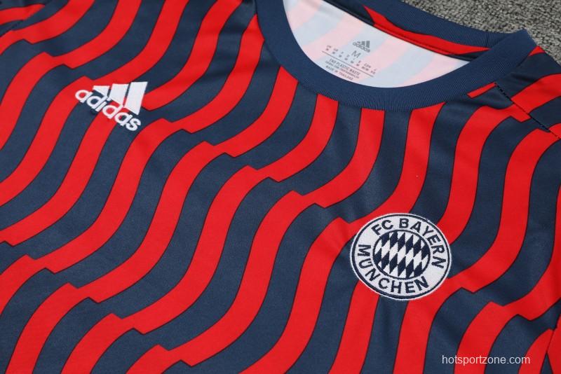 23-24 Bayern Munich Red/Blue Stripe Short Sleeve+Shorts