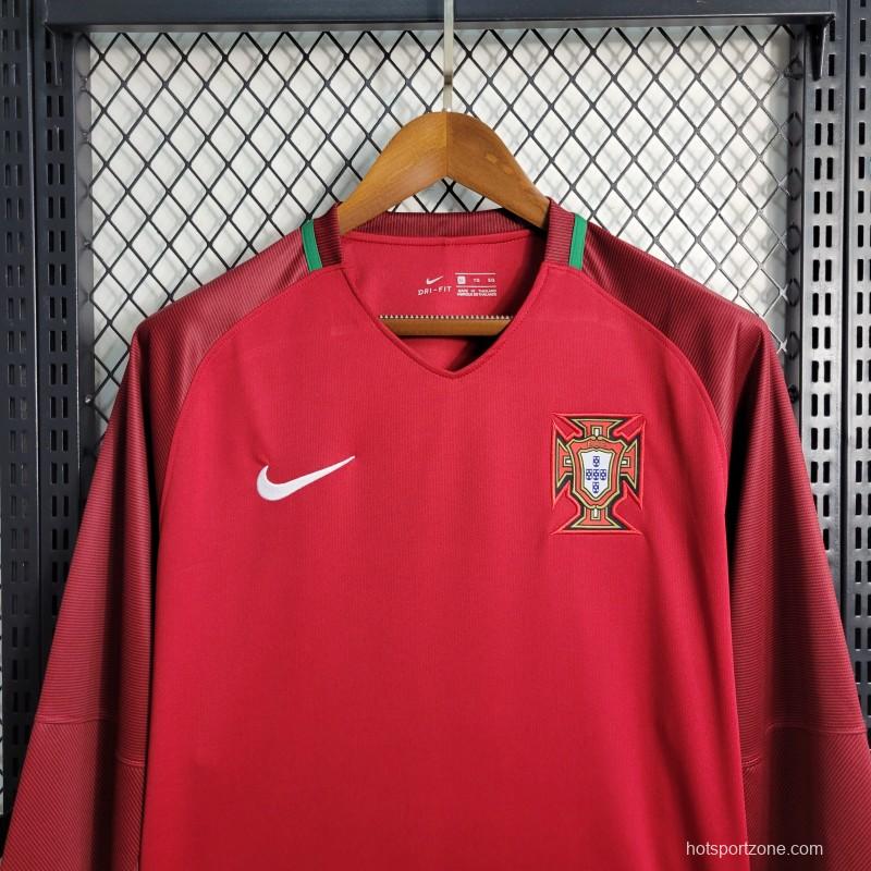 Retro 2016  Portugal Home Long Sleeve Jersey