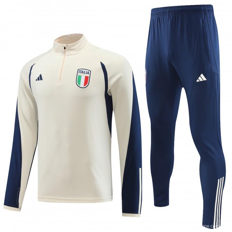 2023 Italy Yellow Half Zipper Jacket +Pants