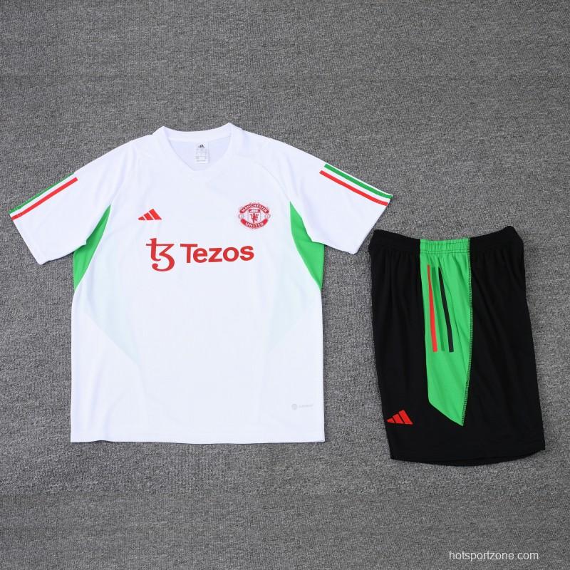 23 24 Manchester United White Short Sleeve+Shorts