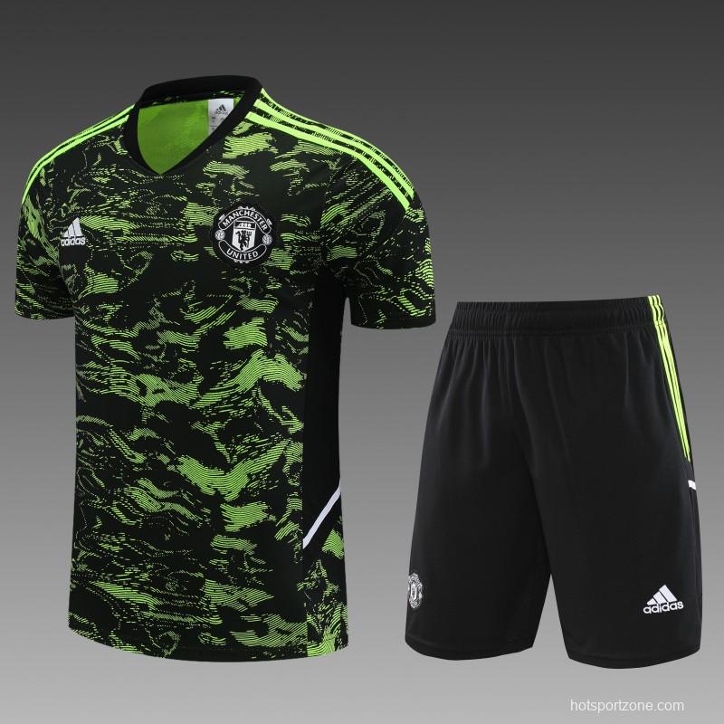 23 24 Manchester United Green Black Short Sleeve+Shorts