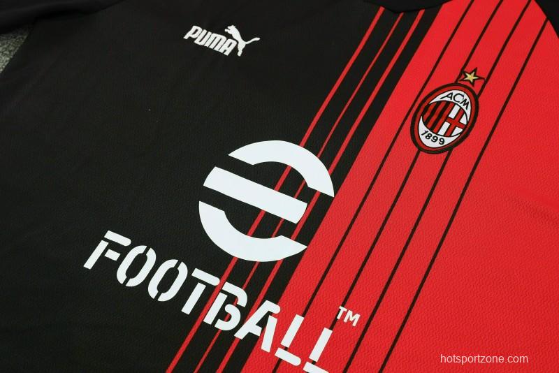 23 24 AC Milan Black Red Short Sleeve+Shorts