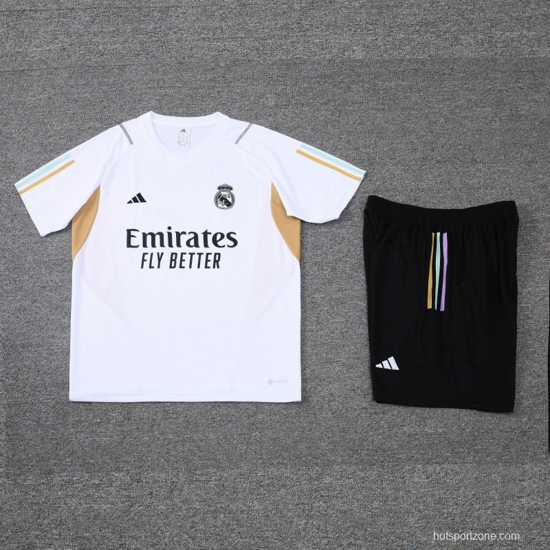 23 24 Real Madrid White Short Sleeve+Shorts