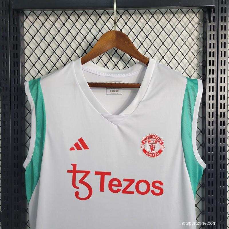 23-24 Manchester United White Training Vest Jersey