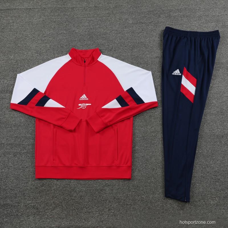 23/24 Arsenal Red/White Half Zipper Jacket+ Pants