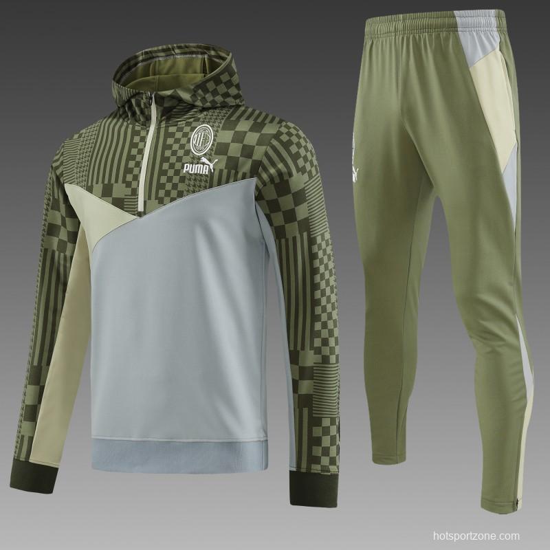 23/24 PUMA Green Grey Hoodie Half Zipper Jacket+Pants