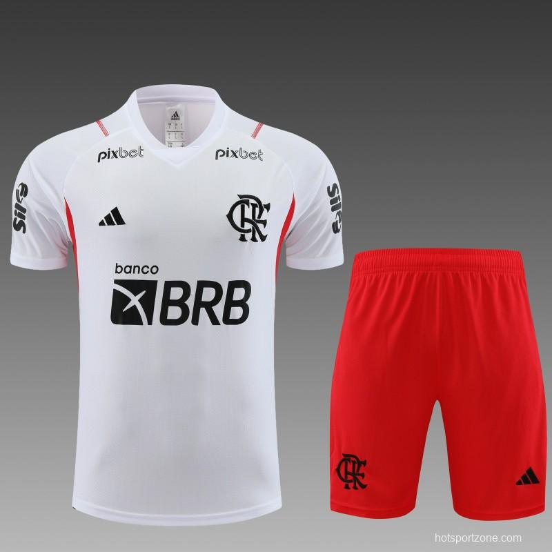 23/24 Flamengo White Short Sleeve Jersey+Shorts