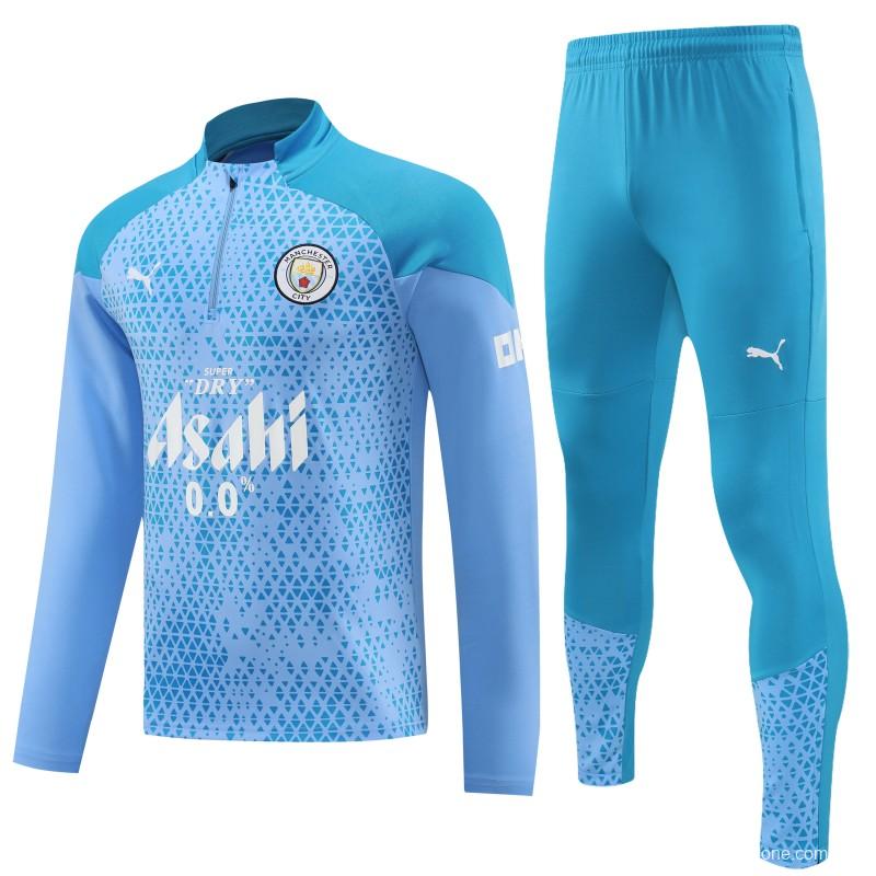 23/24 Manchester City Blue Mixed Color Half Zipper Jacket+ Pants