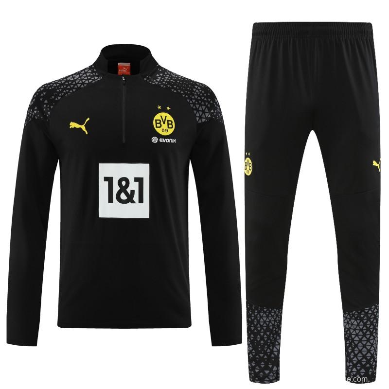 23/24 Borussia Dortmund Black Half Zipper Jacket+ Pants